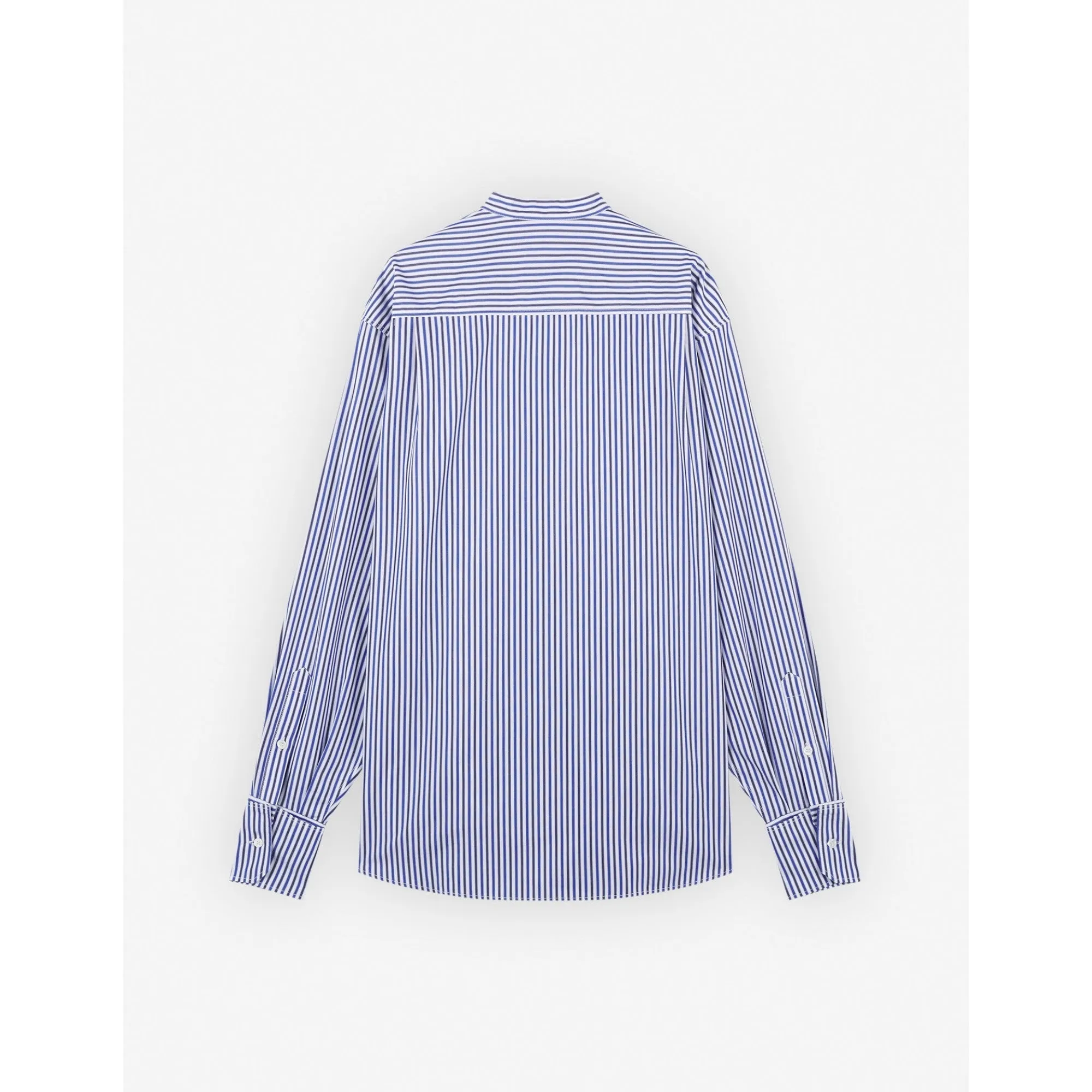 Women Oversize Shirt In Striped Cotton With Logo Handwri - Blue/Navy Stripes
